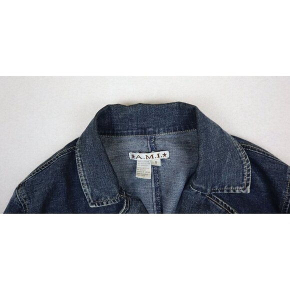 A.M.I. - WOMEN'S STRETCH DENIM BLAZER JACKET - SIZE S - Y2K - 00'S - Picture 3 of 11